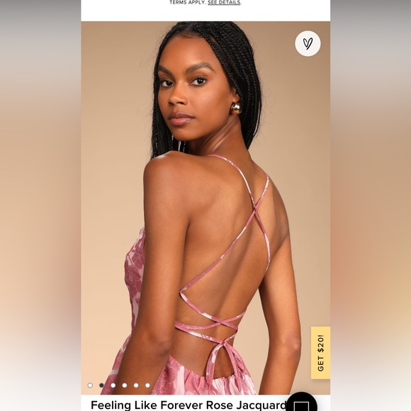 Lulu’s Rose Jacquard Lace Up Dress. Size Medium - Picture 2 of 4